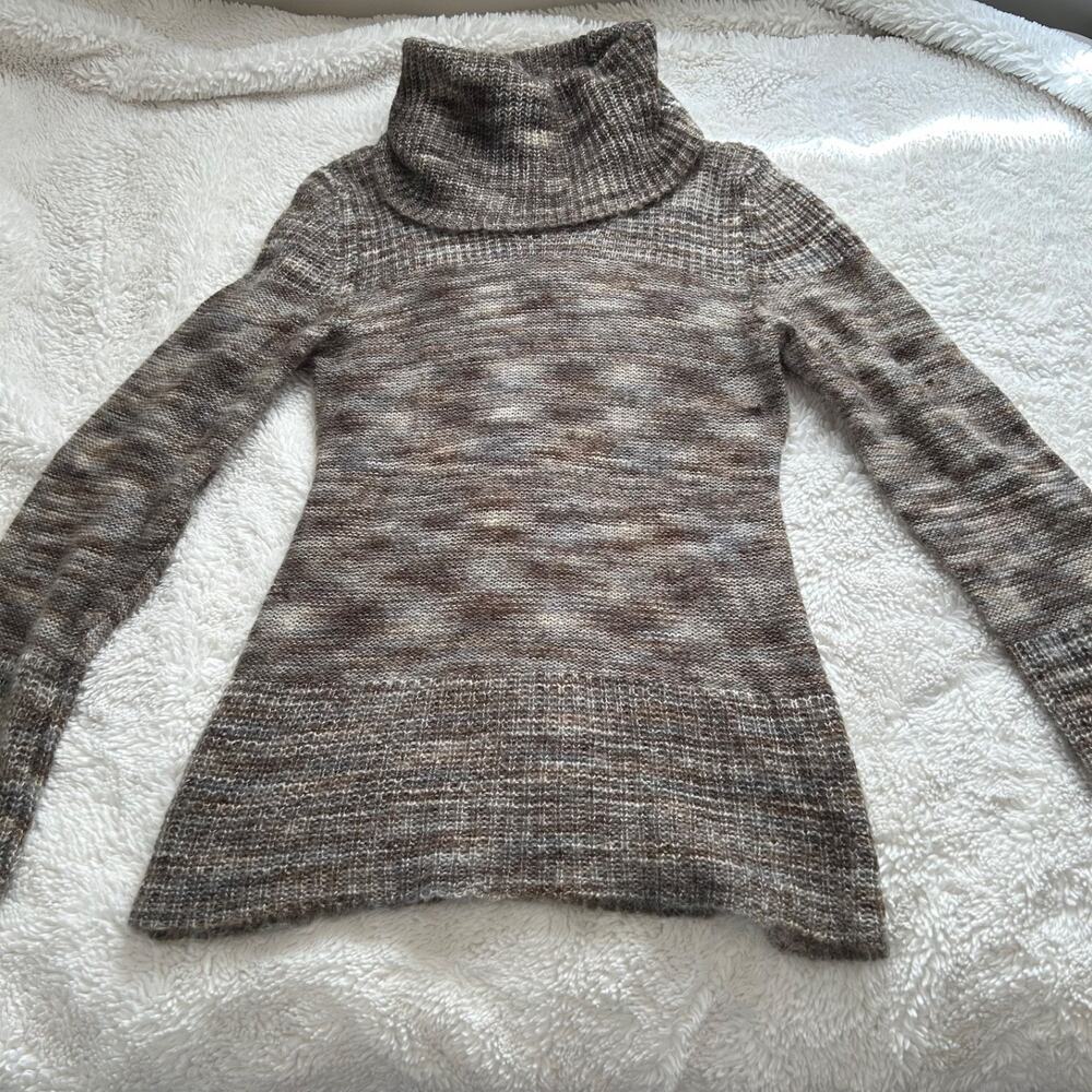 American Rag Womens Bell Sleeve Knit Wool Sweater M Brown Boho Indie Soft Chic